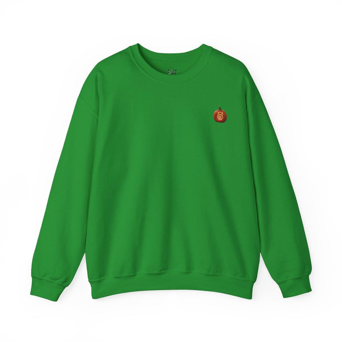 Rare Lab After Dark crewneck sweatshirt: small glowing Rare Lab owl jack-o'-lantern on the chest, C10 truck with owl jack-o'-lantern headlights on the back