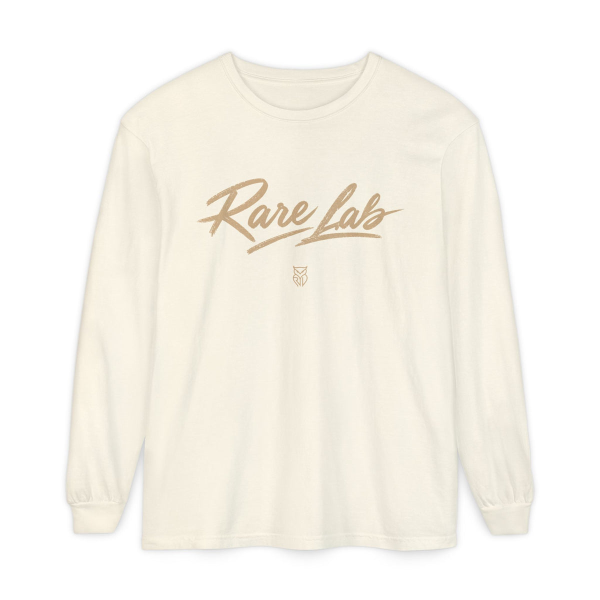 Rare Lab Script Logo garment-dyed long sleeve tee with the Rare Lab script logo