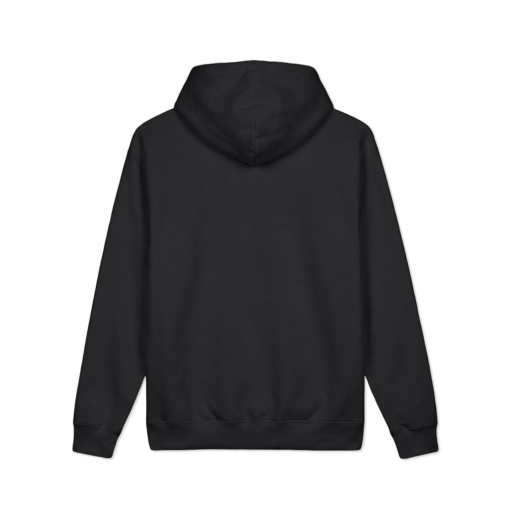 Rare Lab Owl Lantern heavyweight hoodie with a small glowing Rare Lab owl jack-o'-lantern logo on the chest