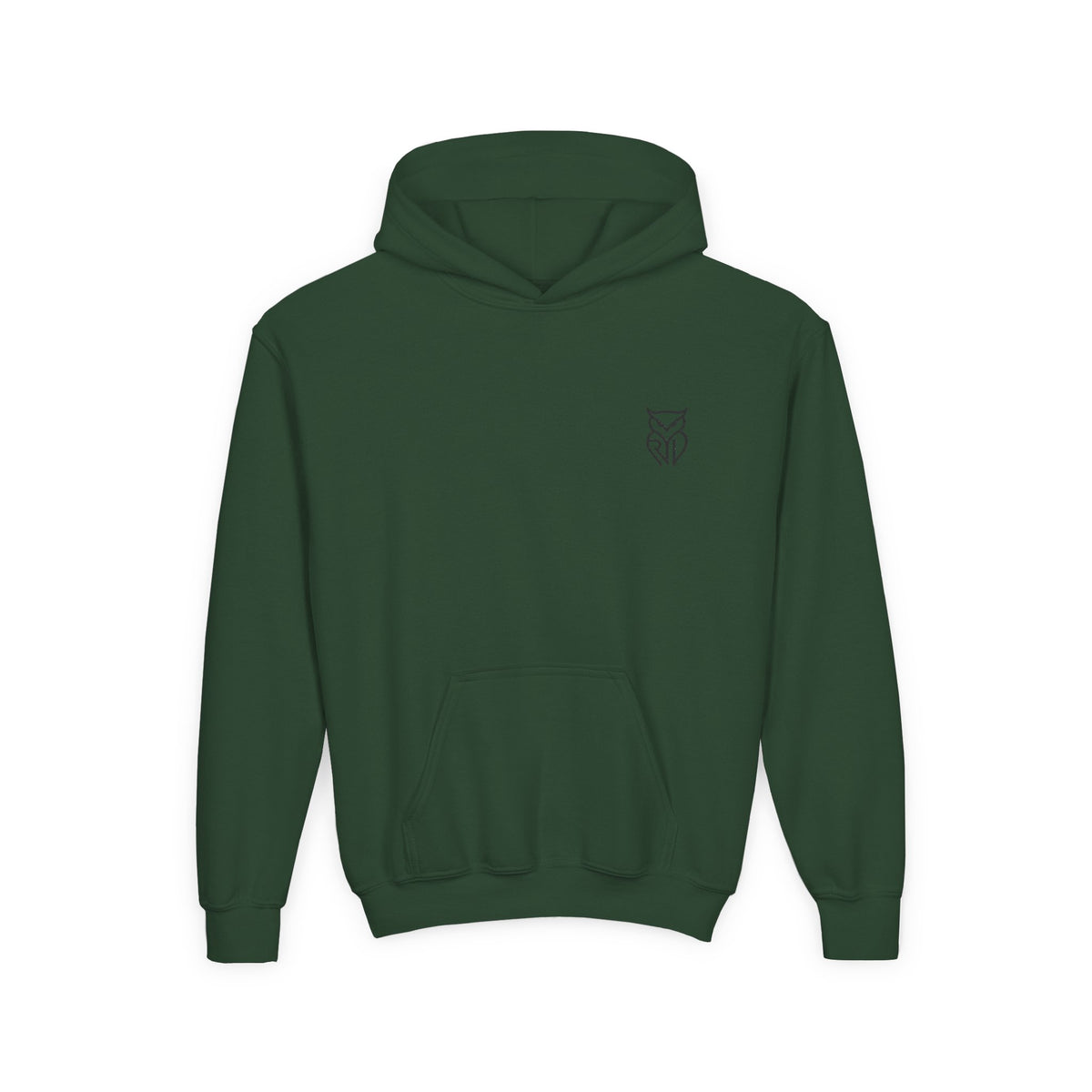 Rare Lab youth hoodie: small Rare Lab owl logo on the chest
