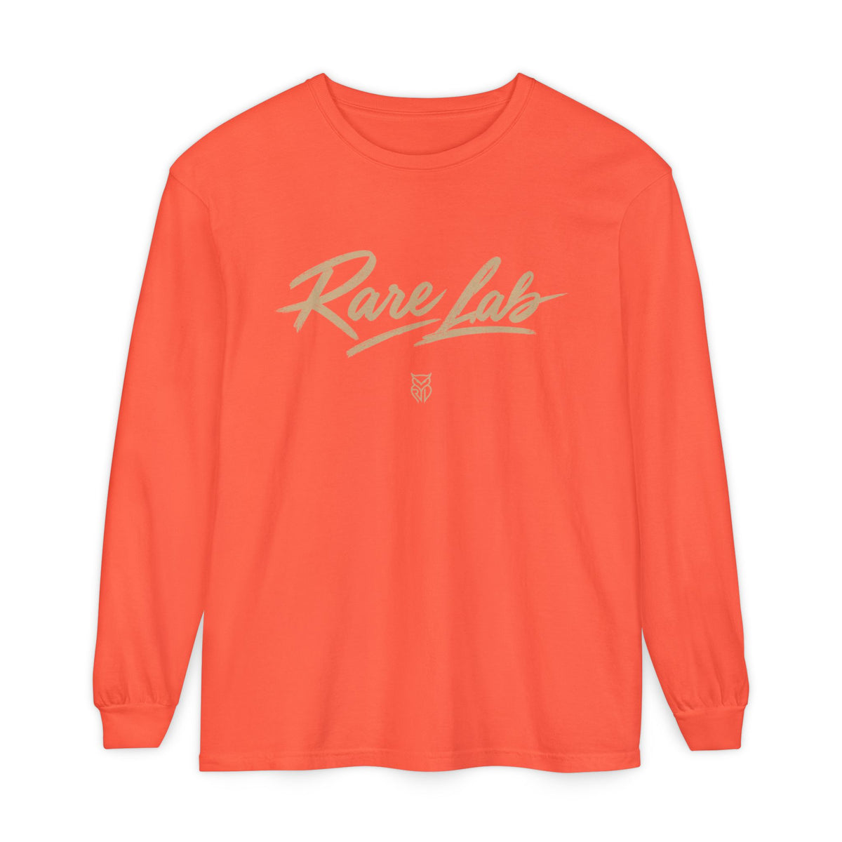 Rare Lab Script Logo garment-dyed long sleeve tee with the Rare Lab script logo