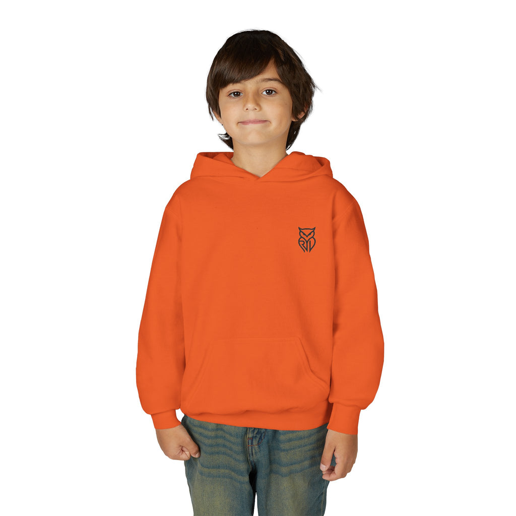 Rare Lab youth hoodie: small Rare Lab owl logo on the chest