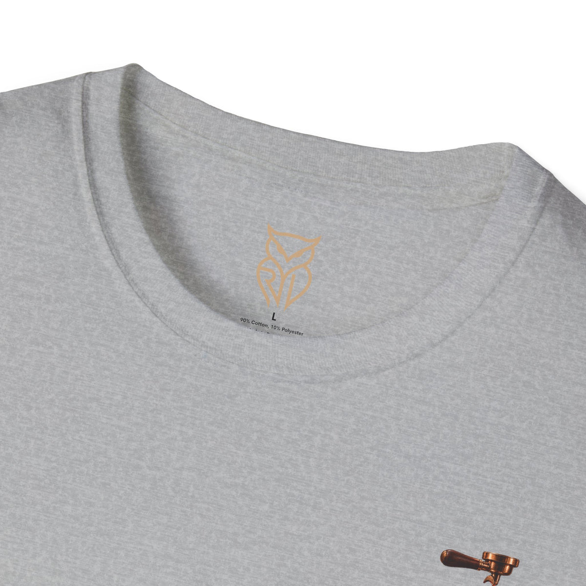 Rare Lab Espresso Drip tee: small Rare Lab Drip espresso design on the chest