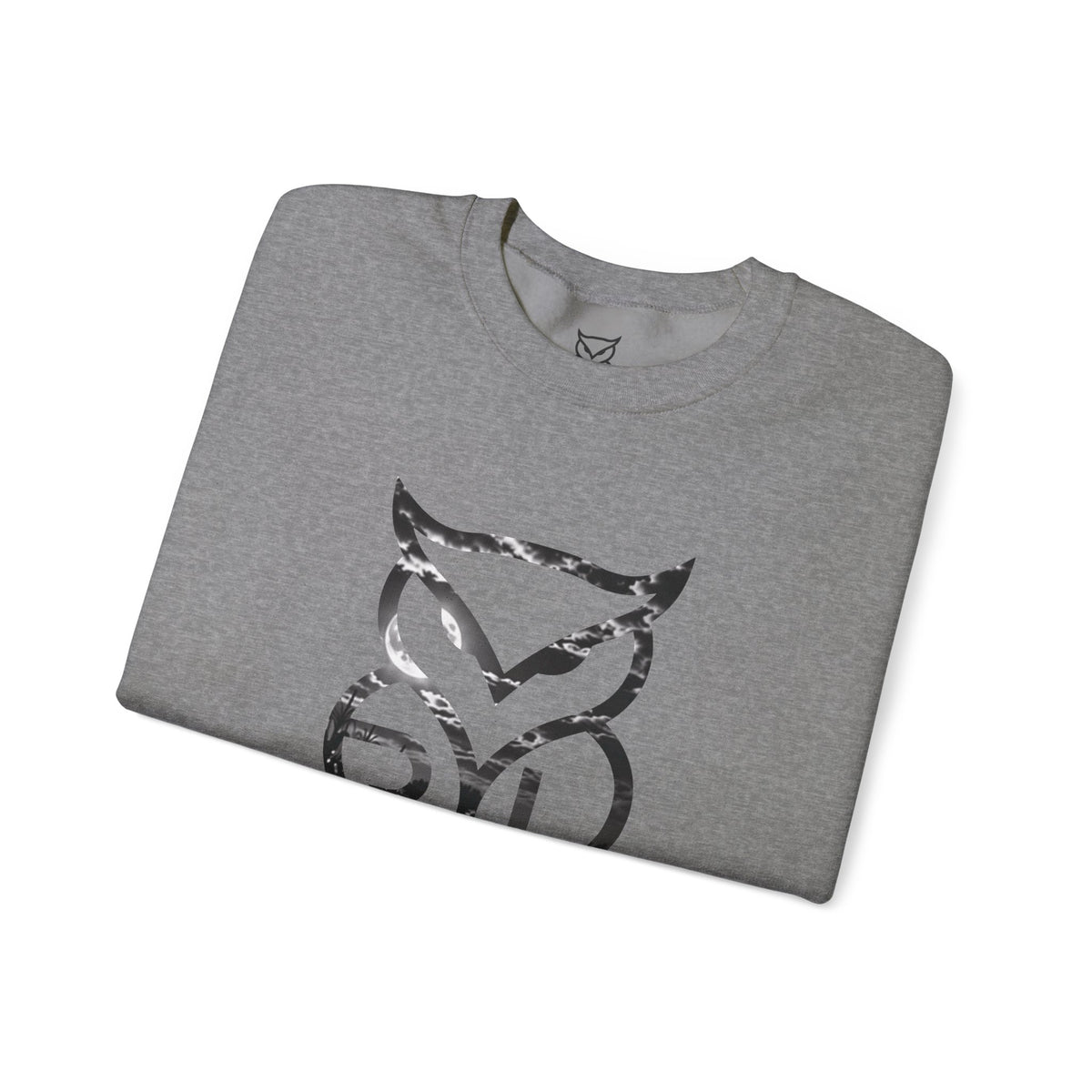 Rare Lab Midnight Owl crewneck in Ash: large night-sky owl on the front, C10 truck under a full moon on the back