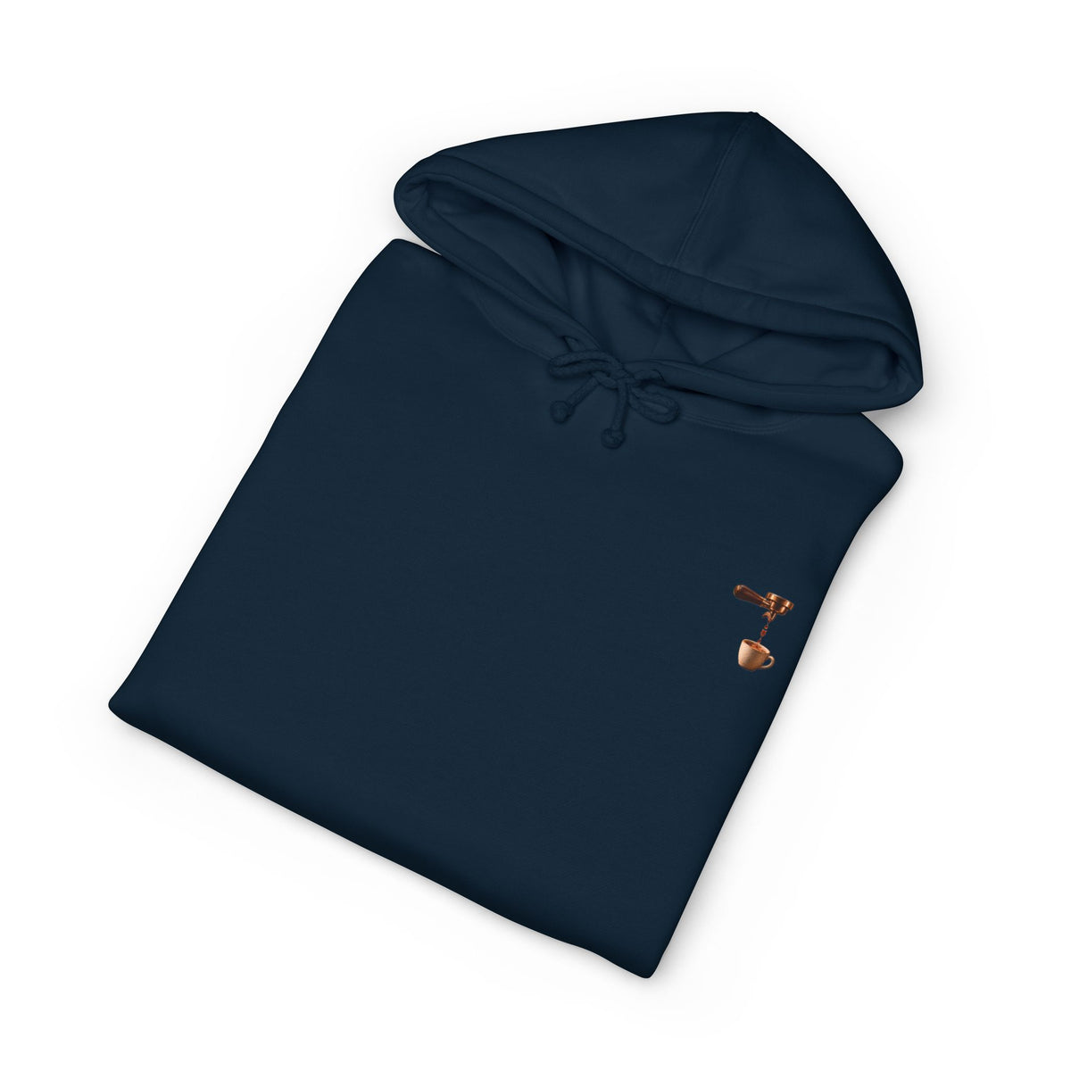 Rare Lab Espresso Drip heavyweight hoodie: espresso drip with one drop shaped like the Rare Lab owl