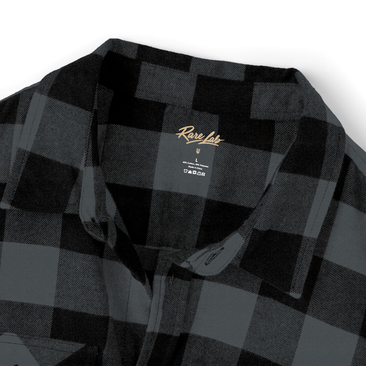 Rare Lab Logo flannel shirt with the Rare Lab logo