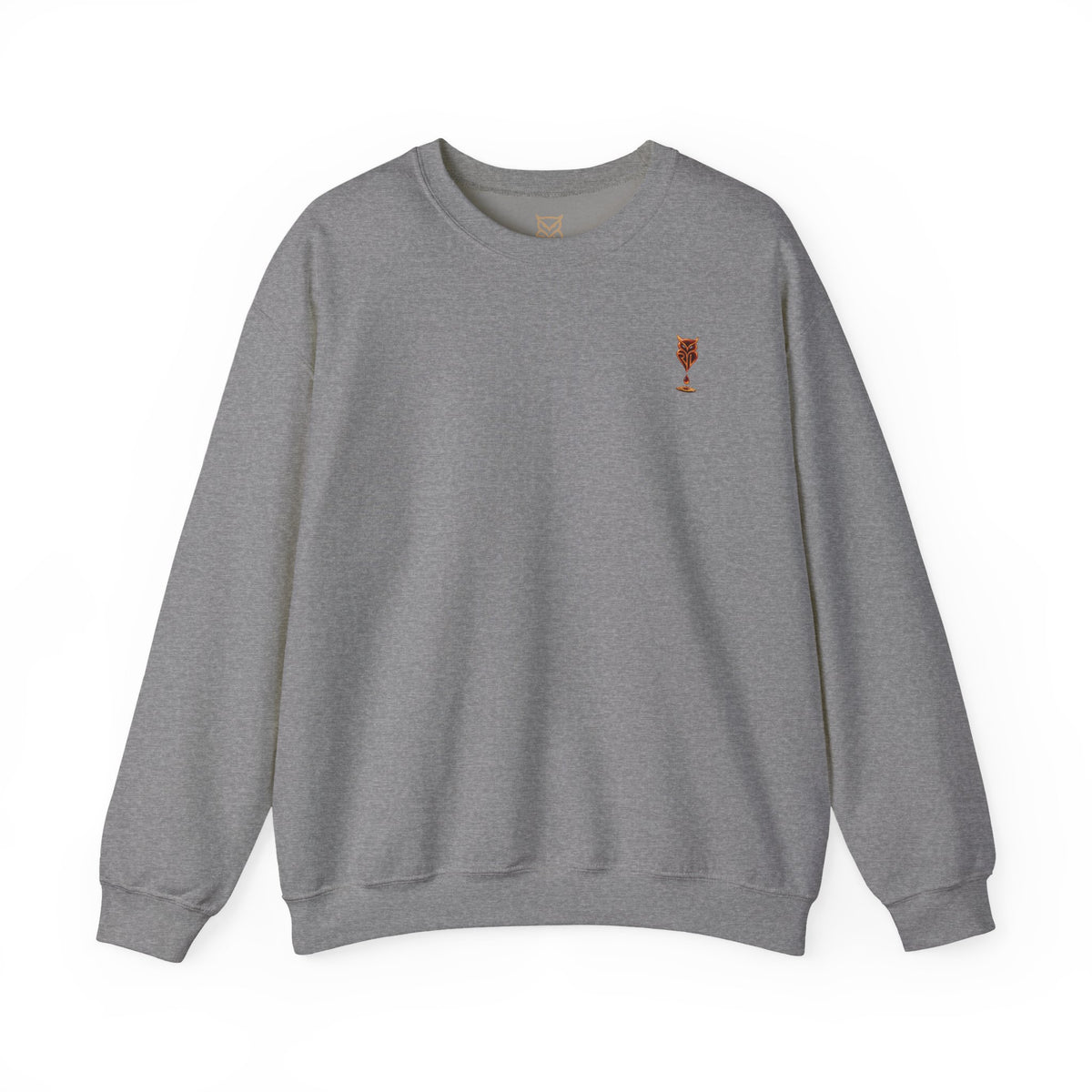Rare Lab Drip Owl crewneck: Rare Lab owl in glossy amber with an espresso drop, on the left chest