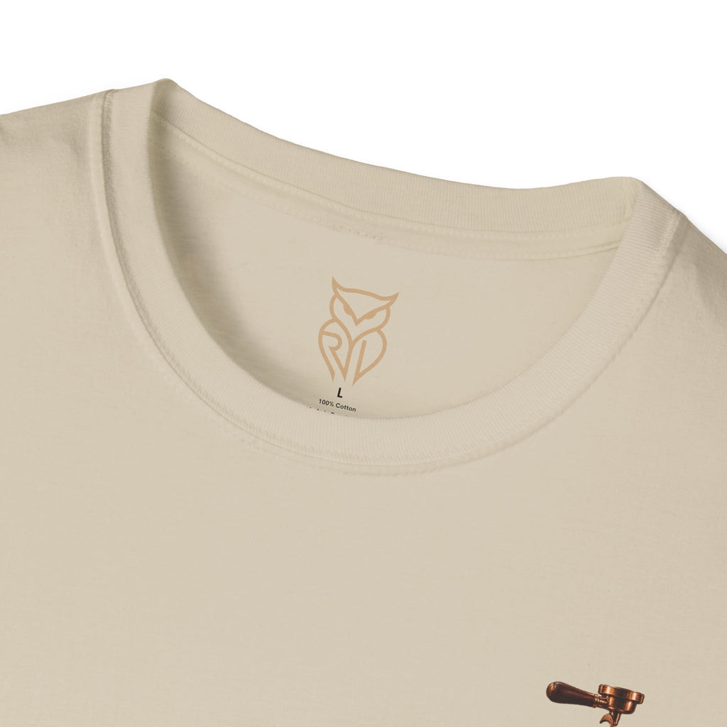 Rare Lab Espresso Drip tee: small Rare Lab Drip espresso design on the chest