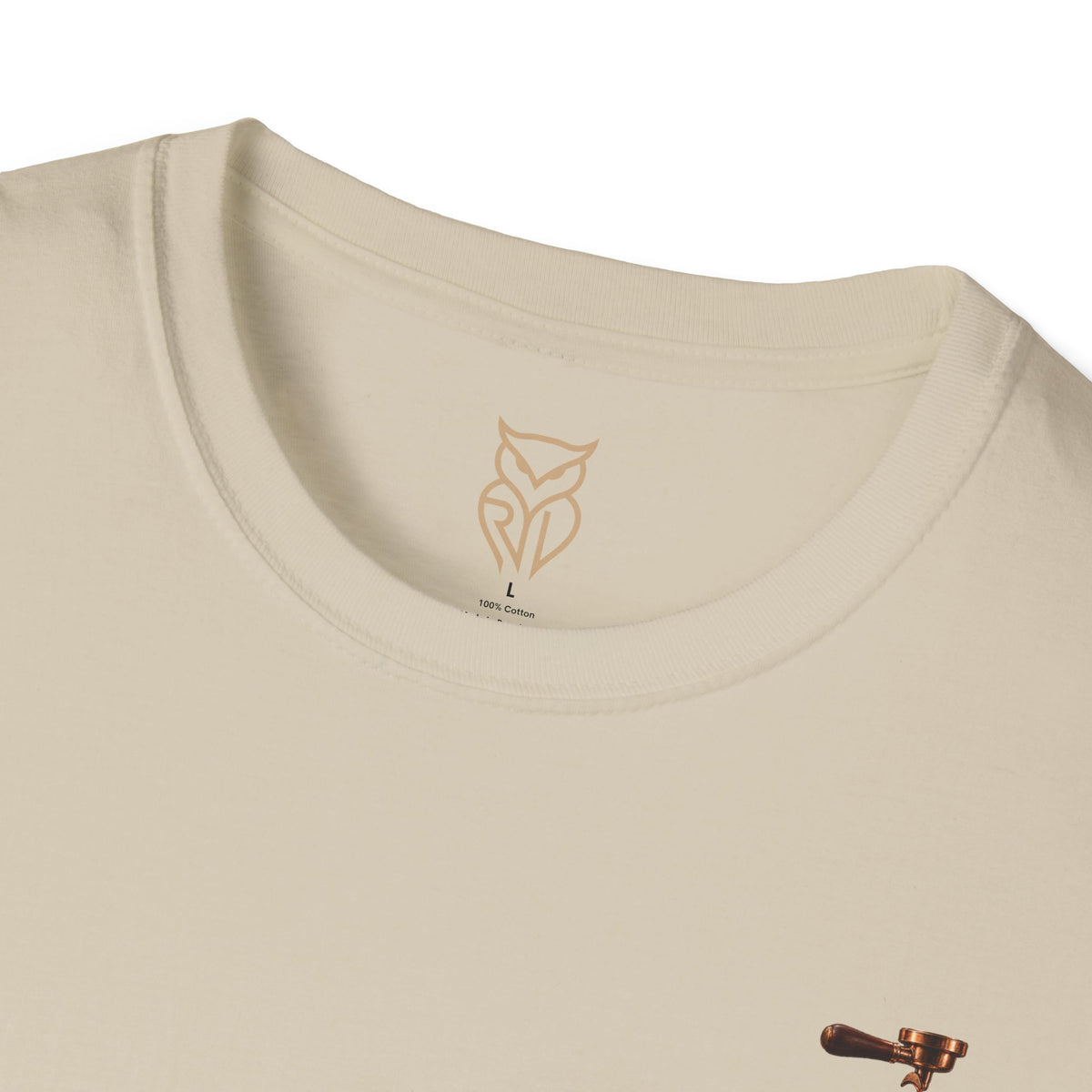 Rare Lab Espresso Drip tee: small Rare Lab Drip espresso design on the chest