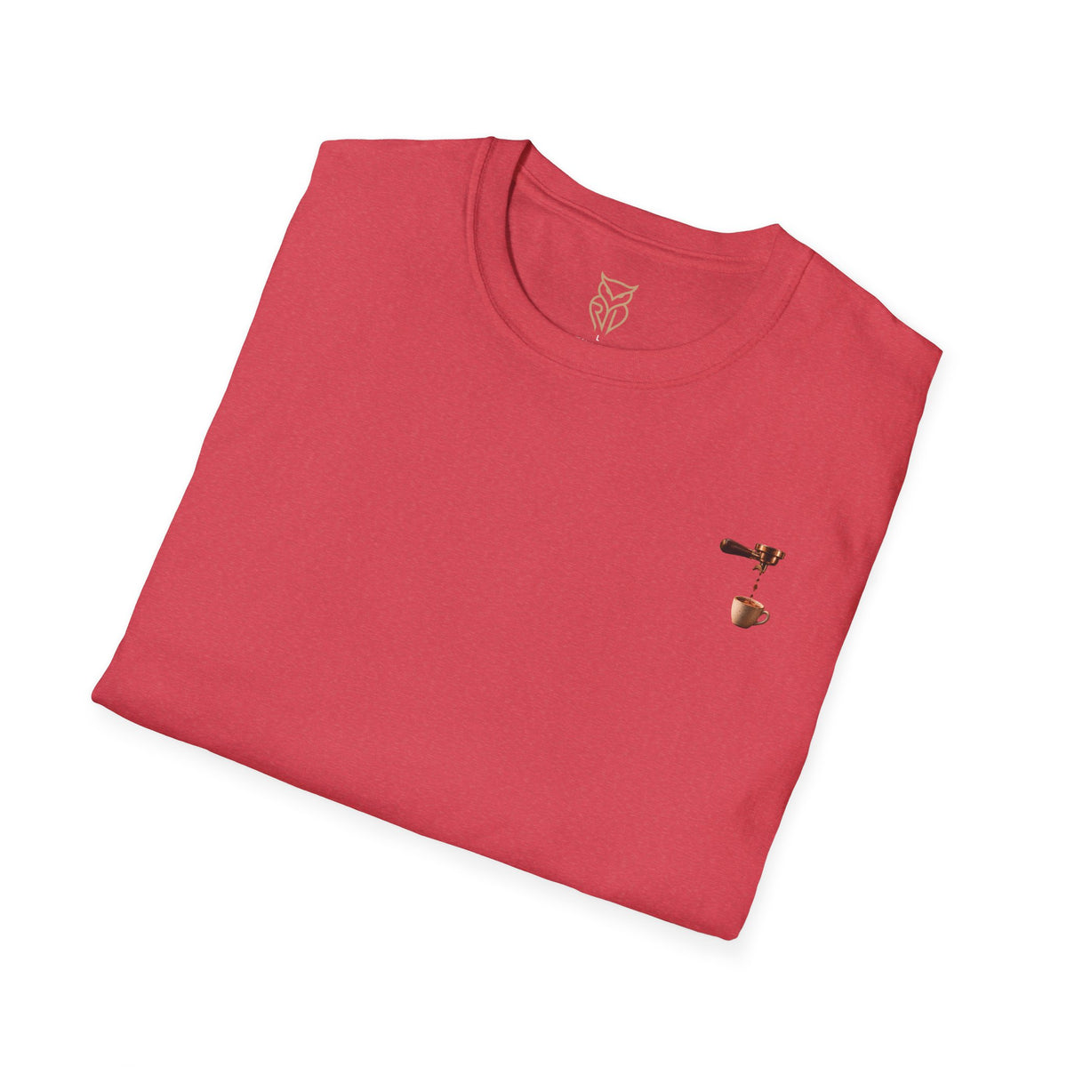 Rare Lab Espresso Drip tee: small Rare Lab Drip espresso design on the chest