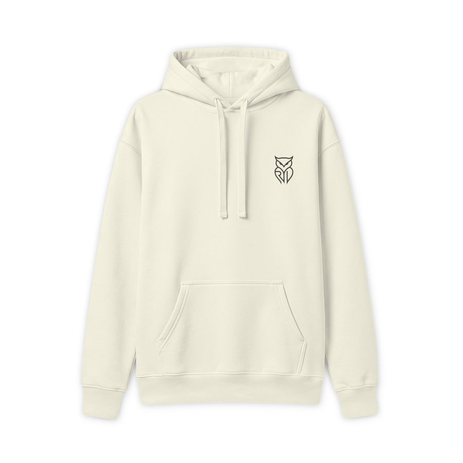 Rare Lab RL Owl heavyweight hoodie: small minimal Rare Lab owl logo on the chest