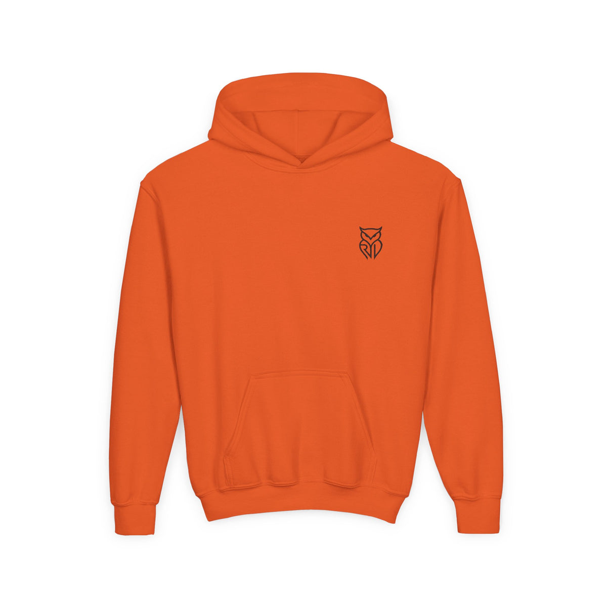 Rare Lab youth hoodie: small Rare Lab owl logo on the chest