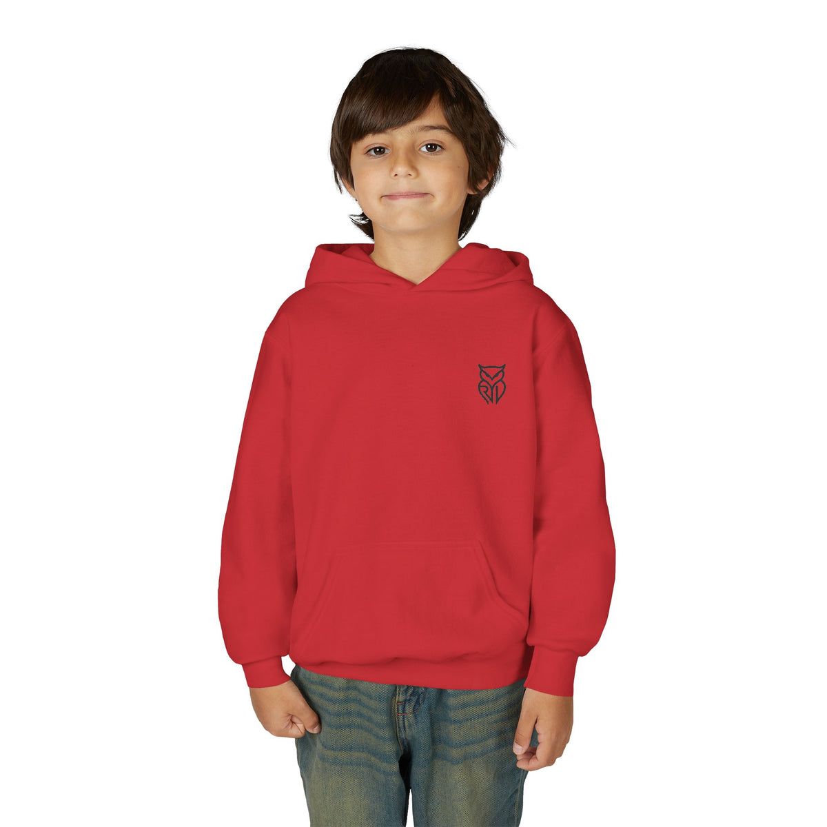Rare Lab youth hoodie: small Rare Lab owl logo on the chest