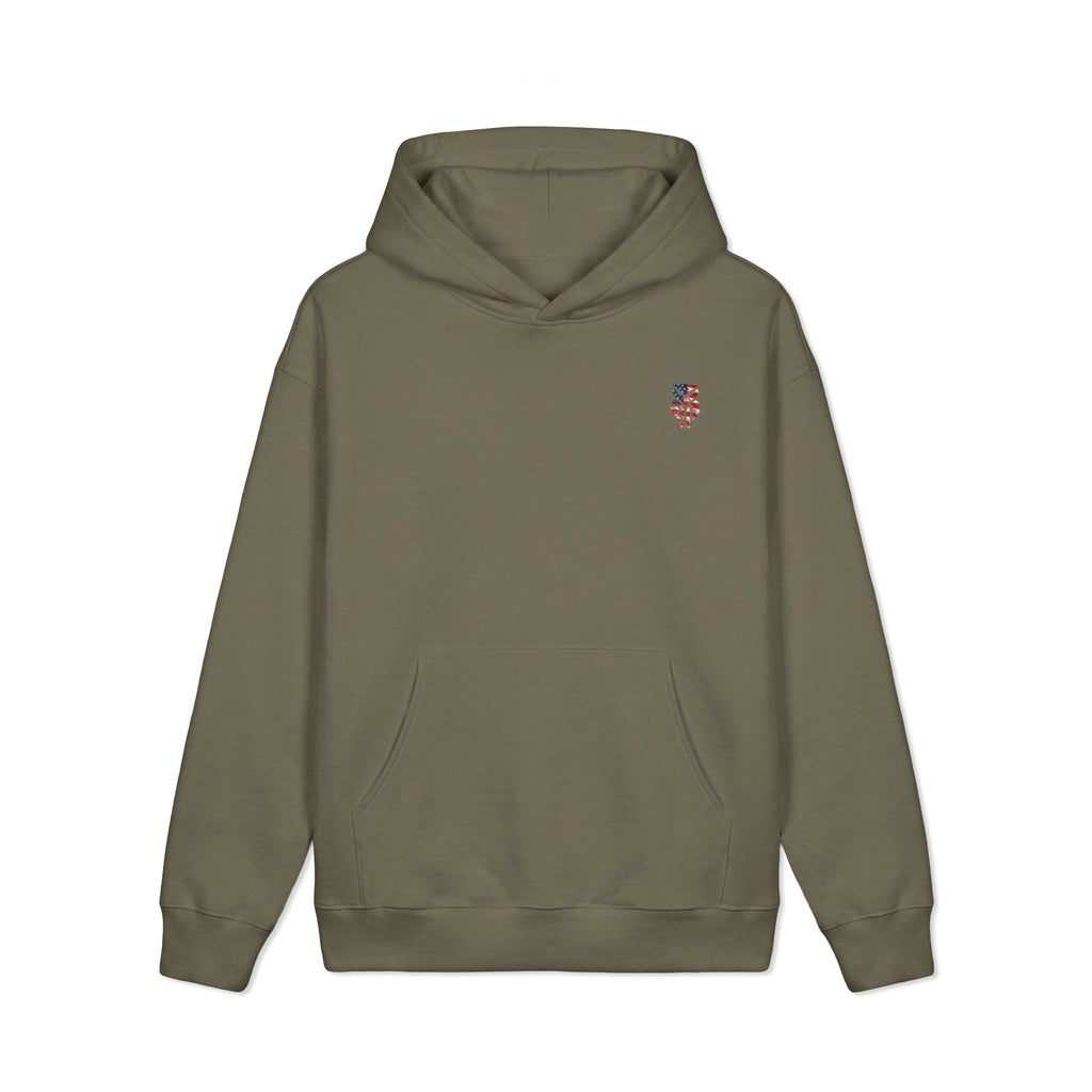 Rare Lab Small Flag heavyweight hoodie: small American flag on the chest