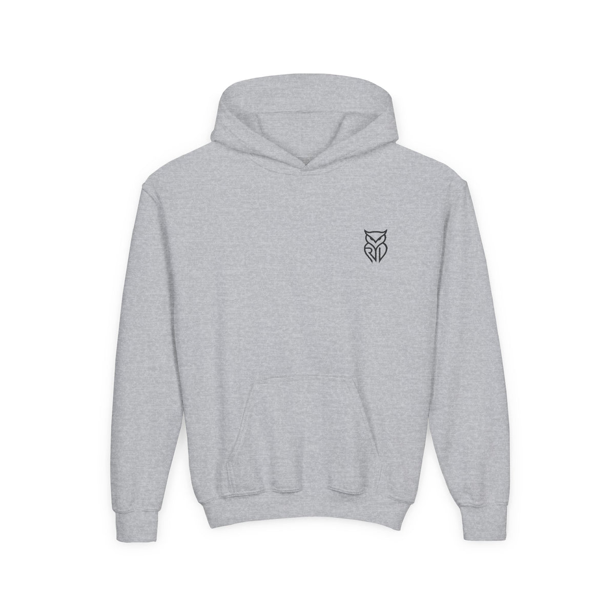 Rare Lab youth hoodie: small Rare Lab owl logo on the chest