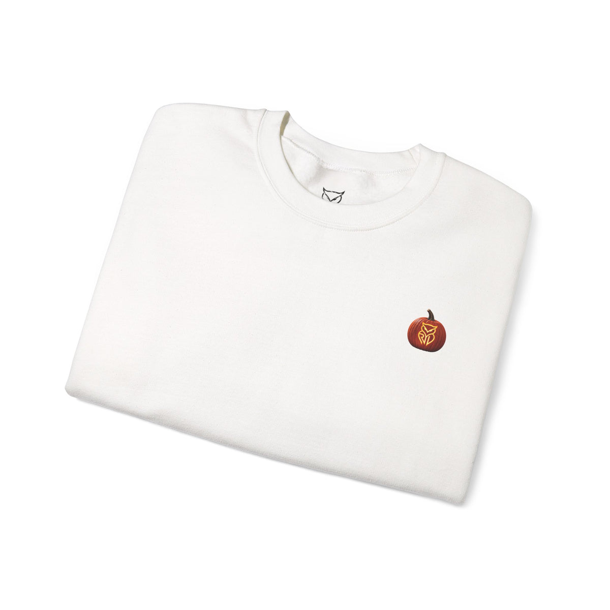 Rare Lab After Dark crewneck sweatshirt: small glowing Rare Lab owl jack-o'-lantern on the chest, C10 truck with owl jack-o'-lantern headlights on the back