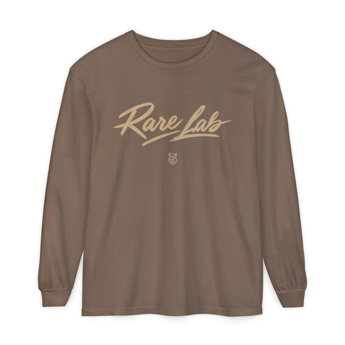 Rare Lab Script Logo garment-dyed long sleeve tee with the Rare Lab script logo