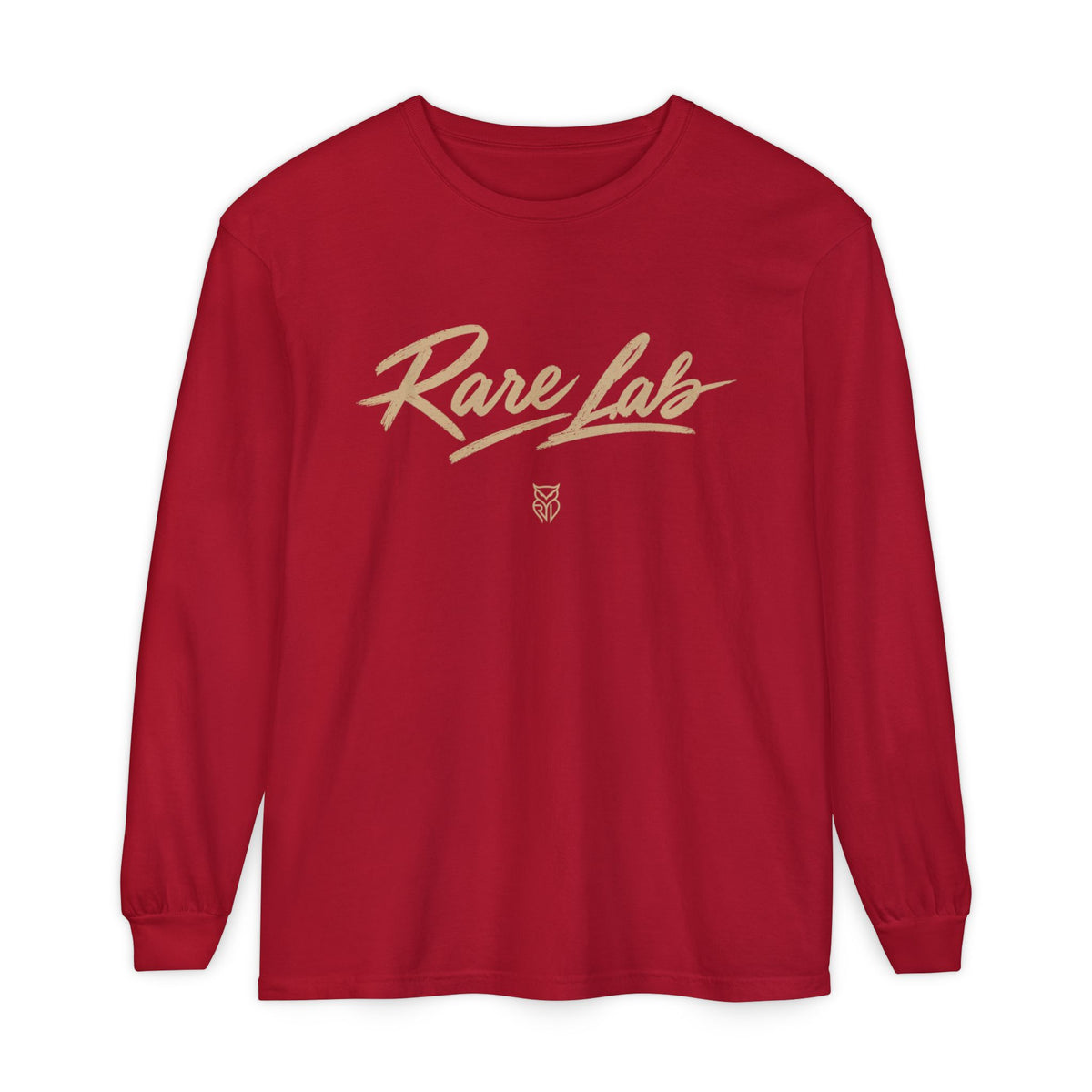 Rare Lab Script Logo garment-dyed long sleeve tee with the Rare Lab script logo