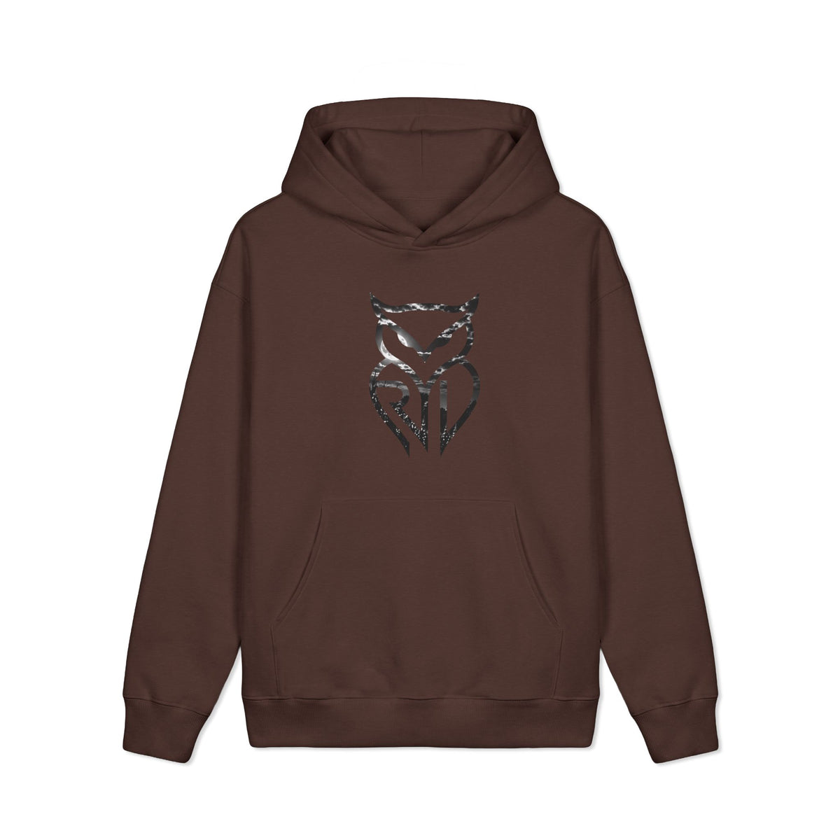 Rare Lab Pumpkin Patch heavyweight hoodie: large moonlit Rare Lab owl on the front, pumpkin patch scene with an owl jack-o'-lantern on the back