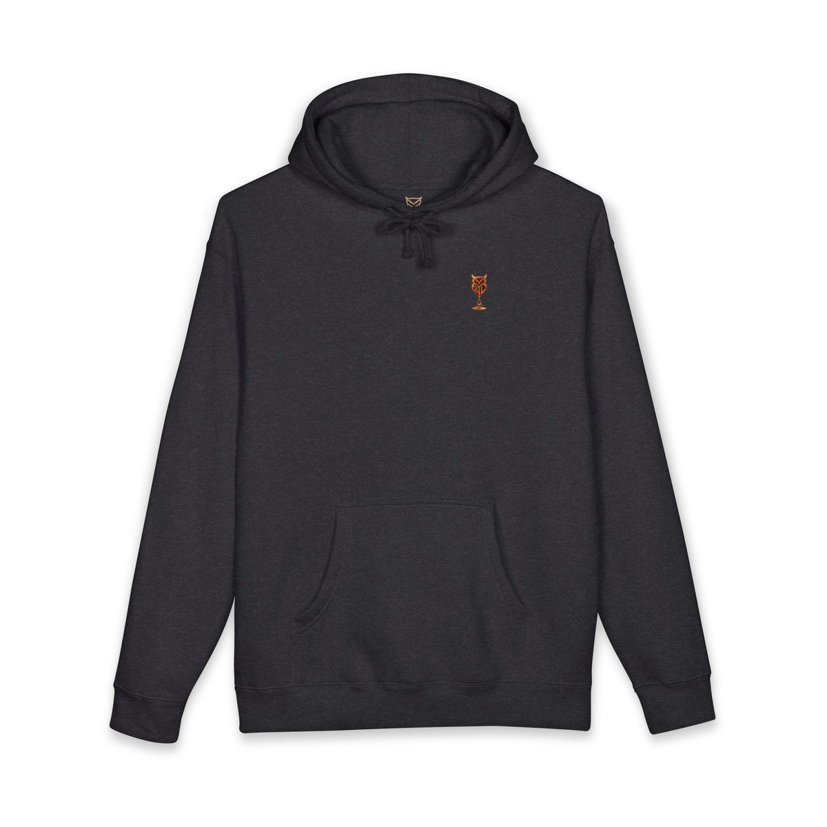 Rare Lab Drip Owl heavyweight hoodie: Rare Lab owl in glossy amber with an espresso drop, on the chest