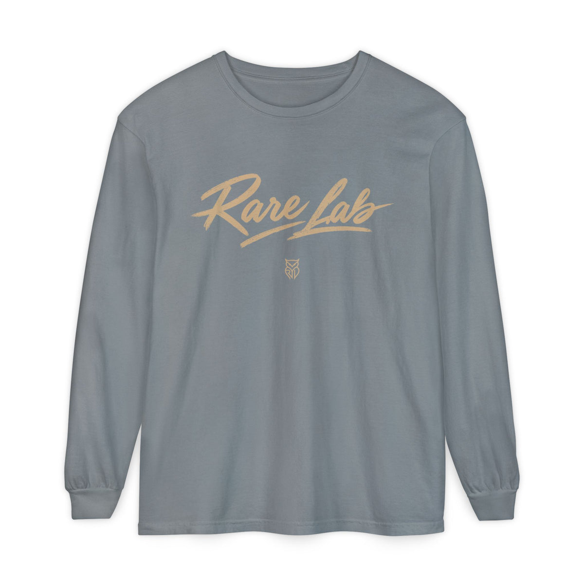 Rare Lab Script Logo garment-dyed long sleeve tee with the Rare Lab script logo