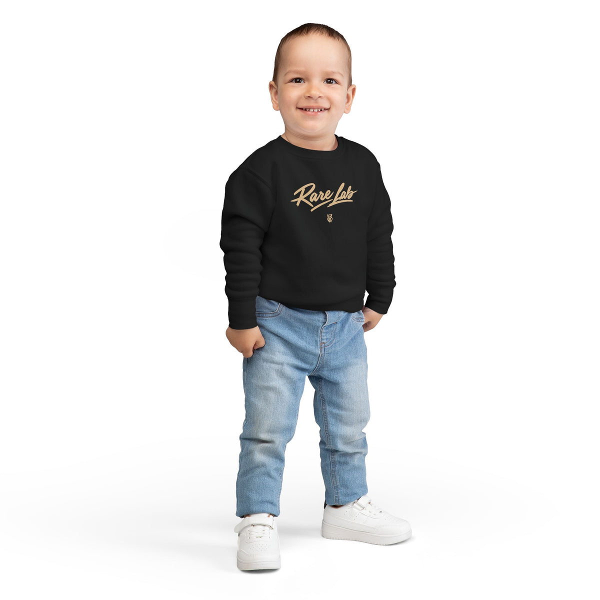 Rare Lab Brush Stroke toddler sweatshirt: Rare Lab script across the chest