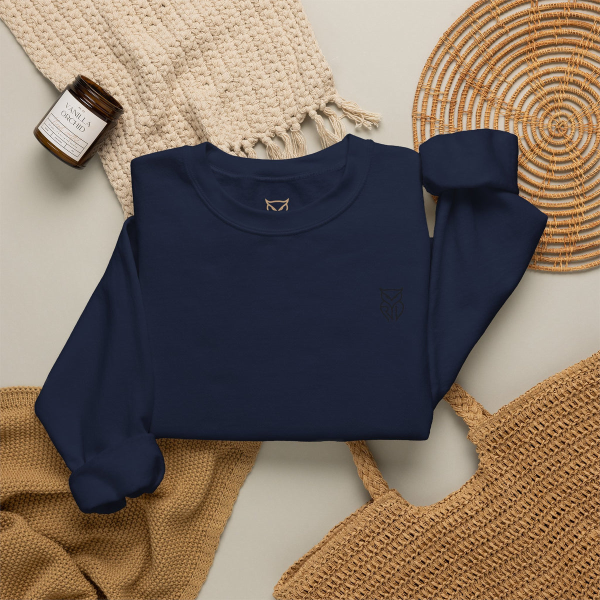 Rare Lab Retro TV Cart crewneck: small owl logo on the chest, faded TV on a rolling cart on the back