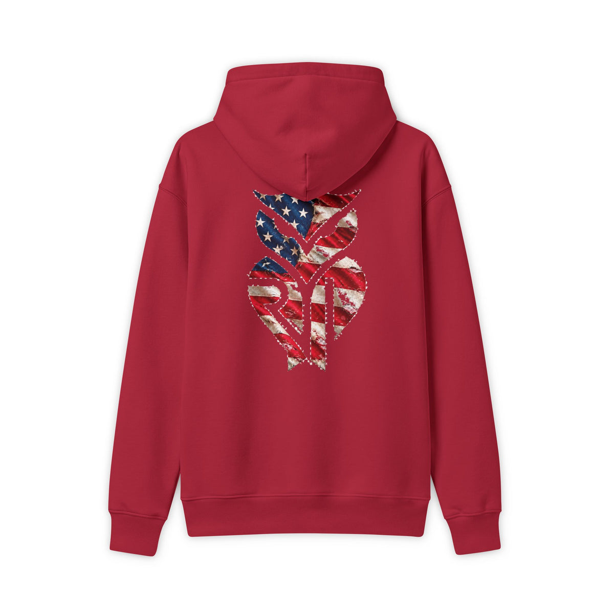 Rare Lab American Flag hoodie: distressed American flag emblem on the back