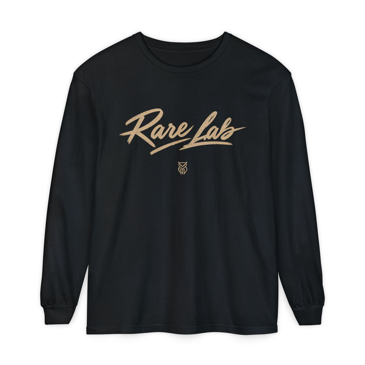 Rare Lab Script Logo garment-dyed long sleeve tee with the Rare Lab script logo