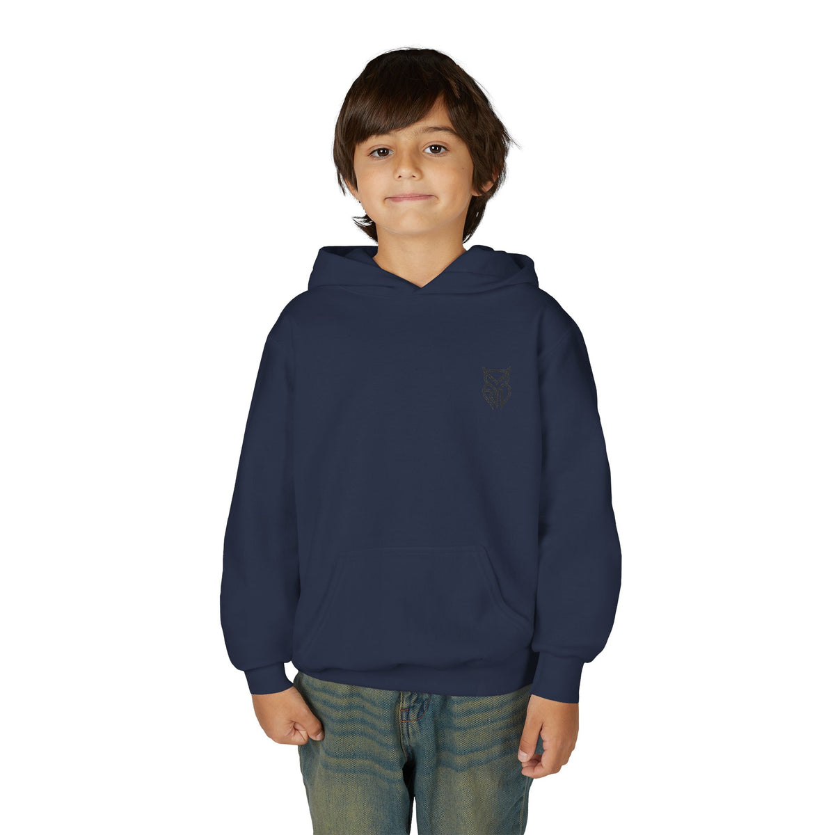 Rare Lab youth hoodie: small Rare Lab owl logo on the chest
