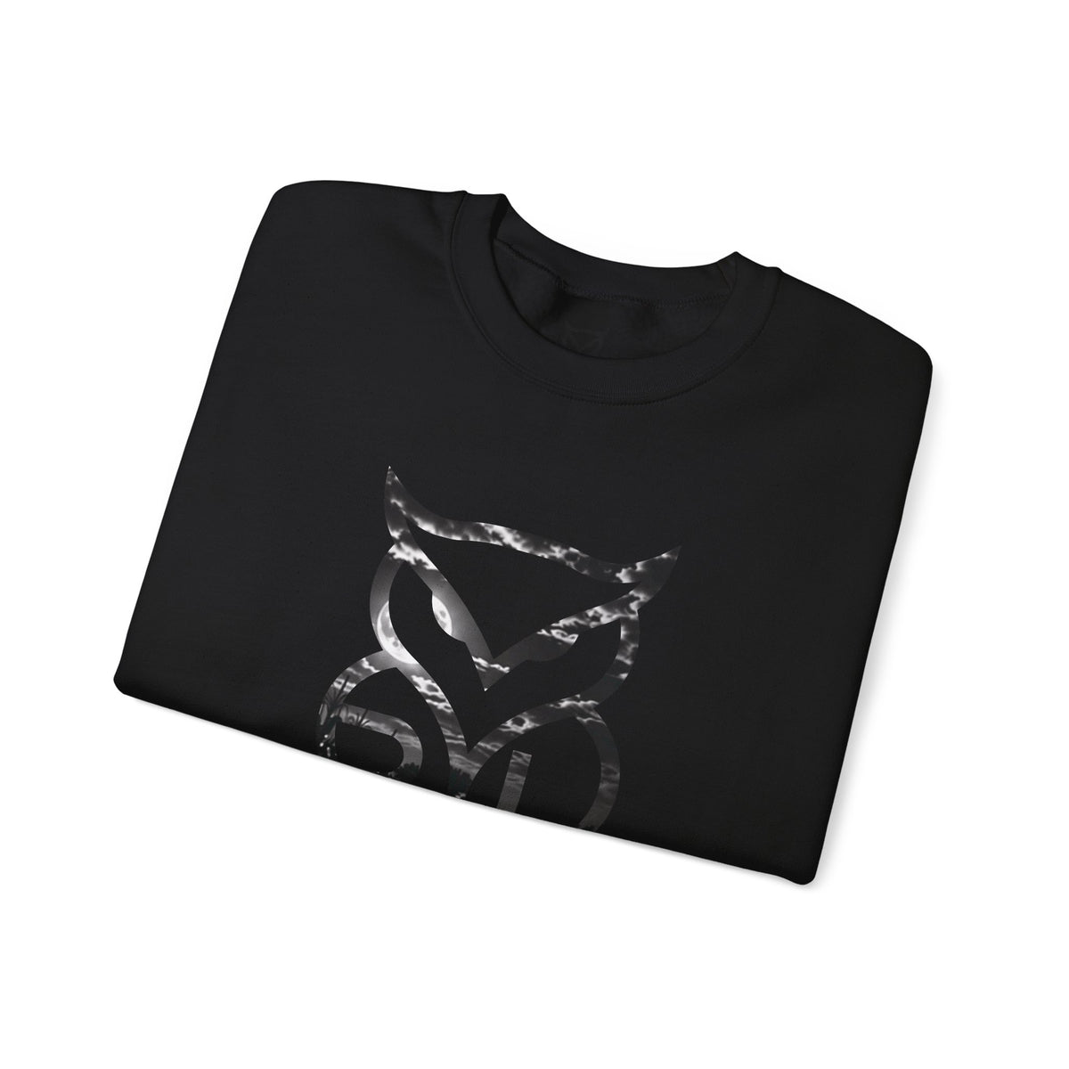 Rare Lab Midnight Owl crewneck in White: large night-sky owl on the front, C10 truck under a full moon on the back