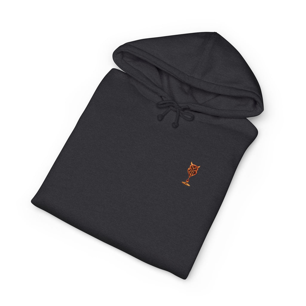 Rare Lab Drip Owl heavyweight hoodie: Rare Lab owl in glossy amber with an espresso drop, on the chest