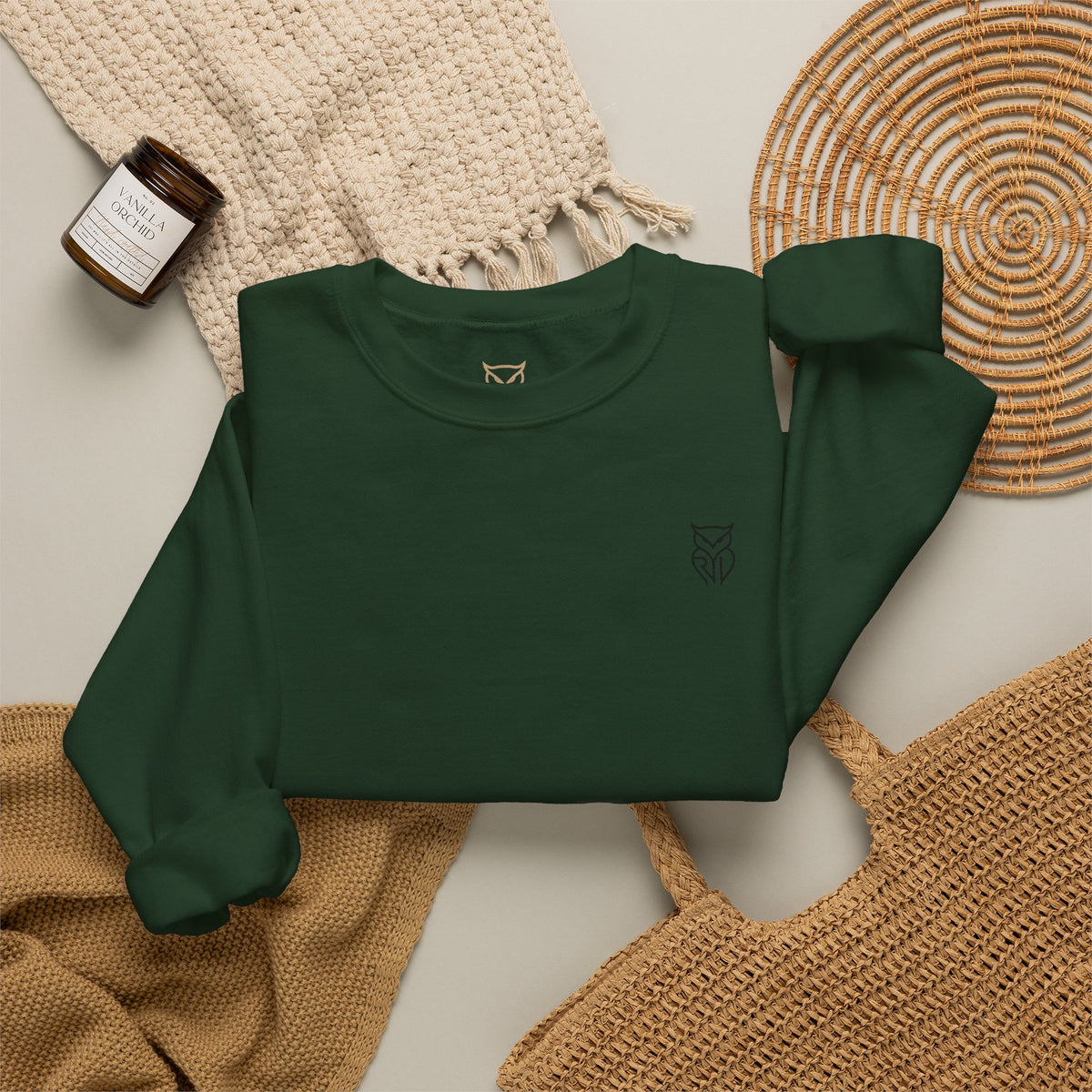Rare Lab Retro TV Cart crewneck: small owl logo on the chest, faded TV on a rolling cart on the back
