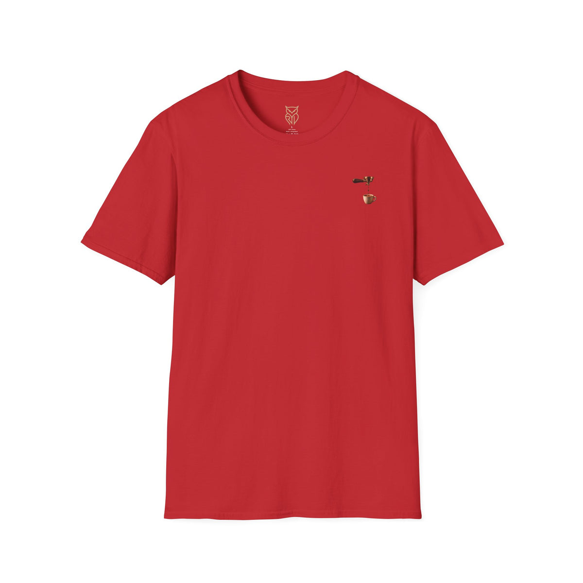 Rare Lab Espresso Drip tee: small Rare Lab Drip espresso design on the chest
