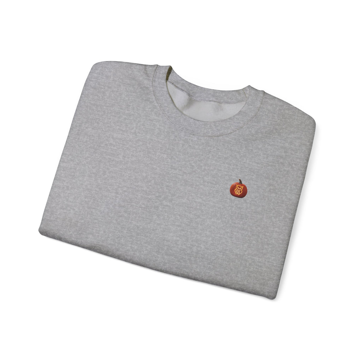 Rare Lab Owl Lantern embroidered crewneck sweatshirt with a small embroidered Rare Lab owl jack-o'-lantern on the chest