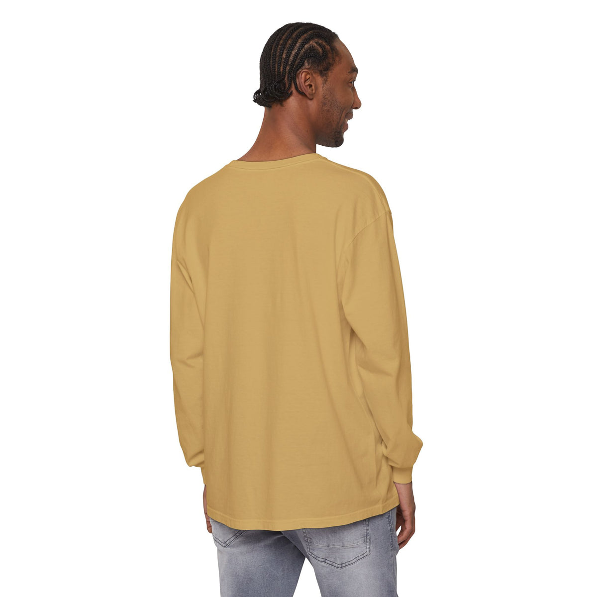 Rare Lab Drip Owl long sleeve tee: Rare Lab owl in glossy amber with an espresso drop, on the left chest