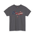 Rare Lab Brush Stroke American Flag tee: faded brush stroke logo in flag colors across the chest
