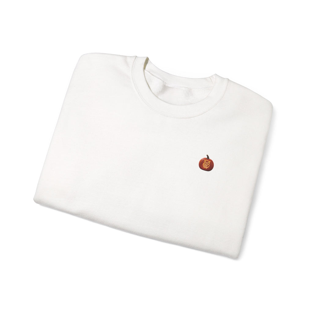 Rare Lab Owl Lantern embroidered crewneck sweatshirt with a small embroidered Rare Lab owl jack-o'-lantern on the chest