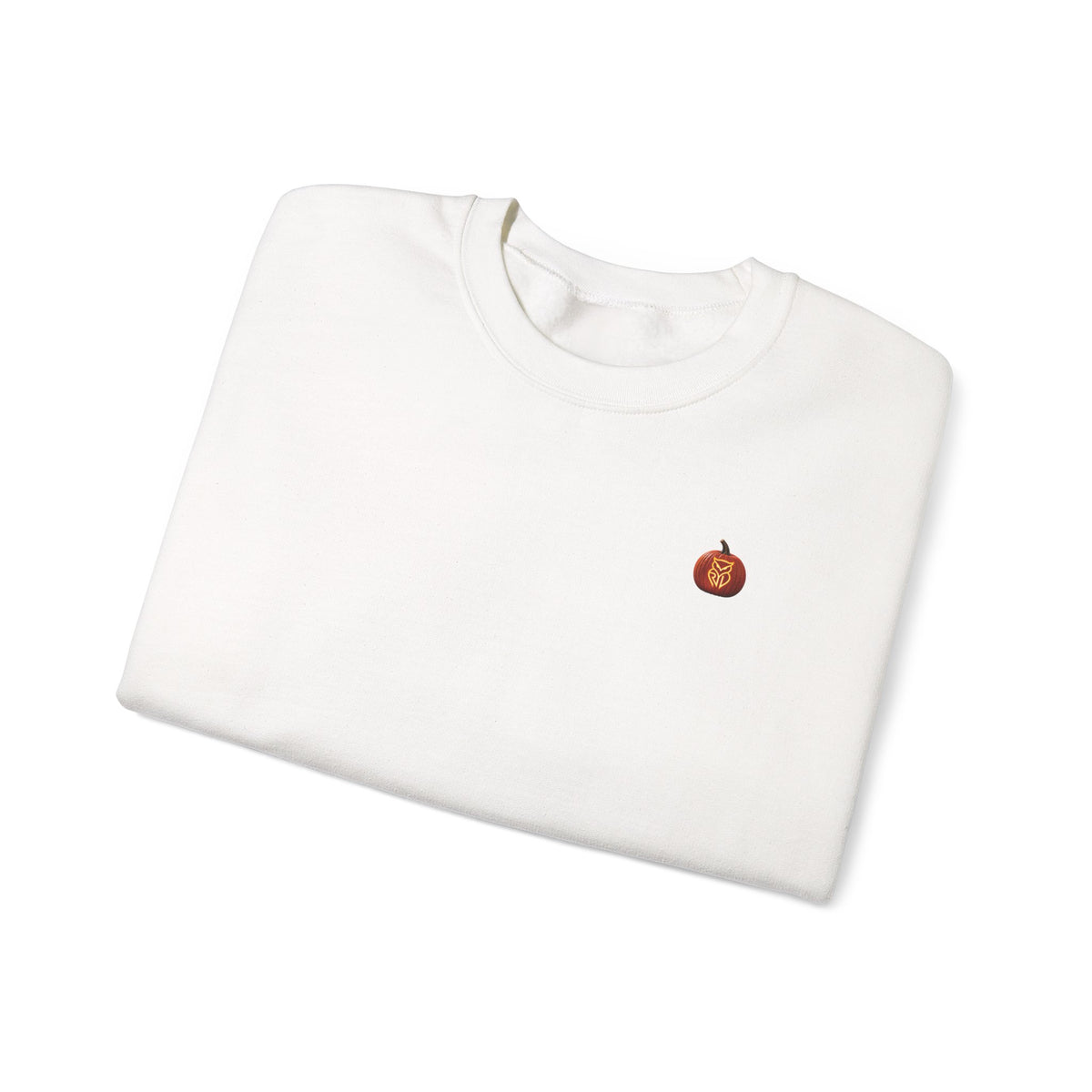 Rare Lab Owl Lantern embroidered crewneck sweatshirt with a small embroidered Rare Lab owl jack-o'-lantern on the chest