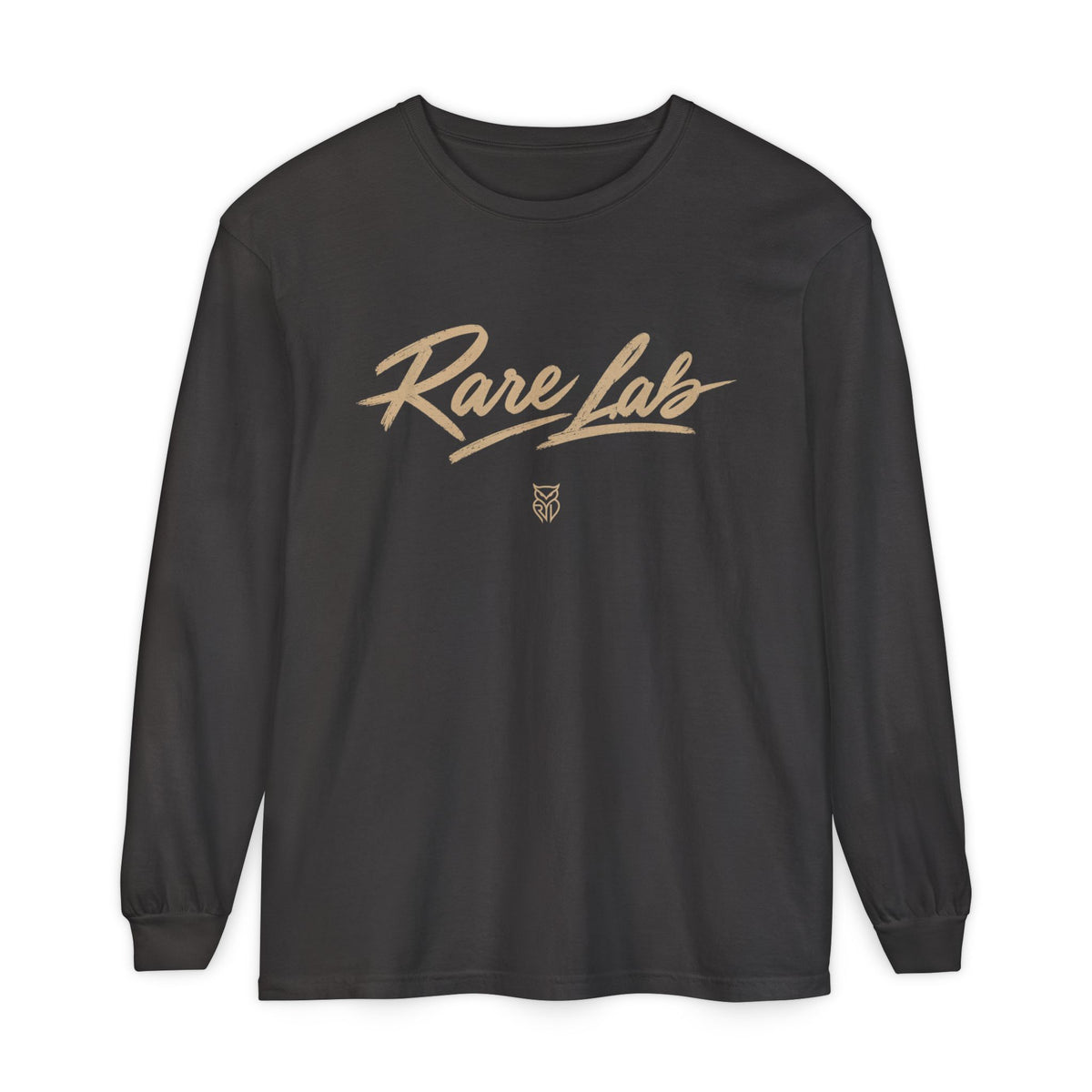 Rare Lab Script Logo garment-dyed long sleeve tee with the Rare Lab script logo