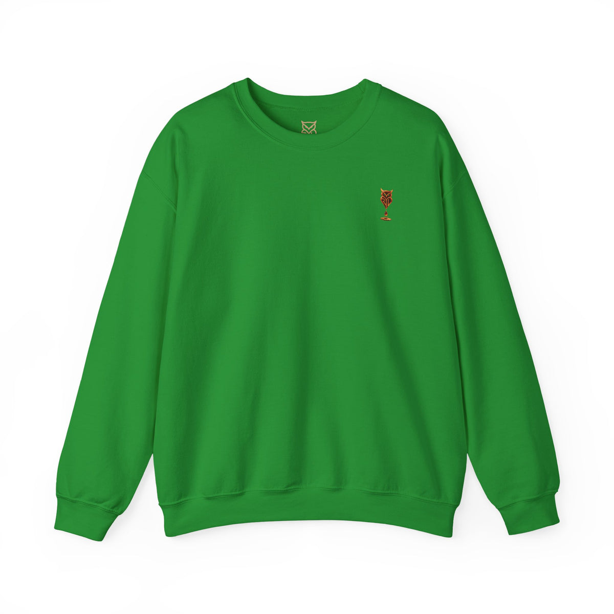 Rare Lab Drip Owl crewneck: Rare Lab owl in glossy amber with an espresso drop, on the left chest