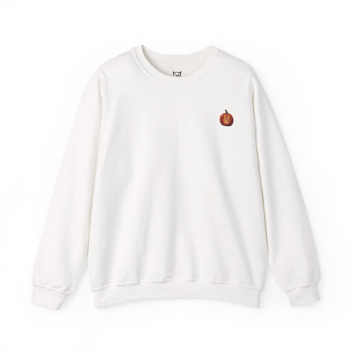 Rare Lab After Dark crewneck sweatshirt: small glowing Rare Lab owl jack-o'-lantern on the chest, C10 truck with owl jack-o'-lantern headlights on the back