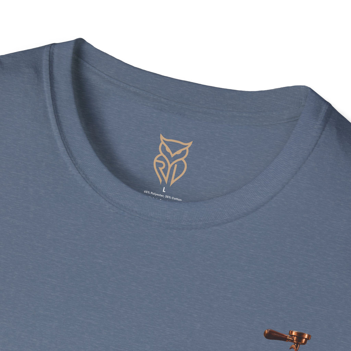 Rare Lab Espresso Drip tee: small Rare Lab Drip espresso design on the chest