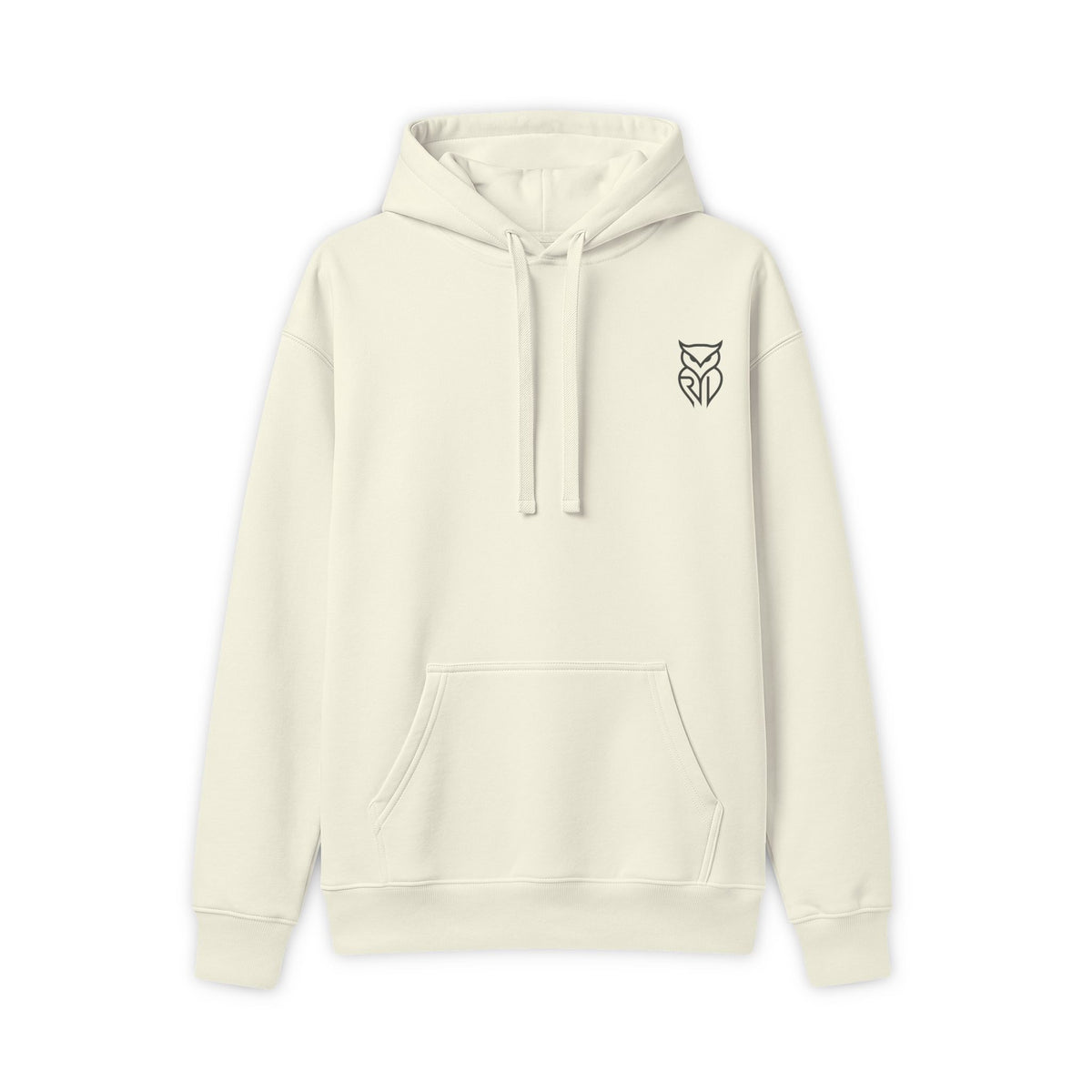 Rare Lab Retro TV Cart hoodie: minimal linework on the chest, vintage TV on a rolling cart on the back