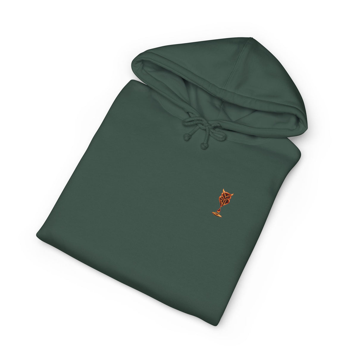 Rare Lab Drip Owl heavyweight hoodie: Rare Lab owl in glossy amber with an espresso drop, on the chest