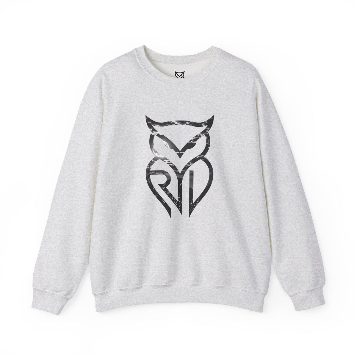 Rare Lab Midnight Owl crewneck in Ash: large night-sky owl on the front, C10 truck under a full moon on the back