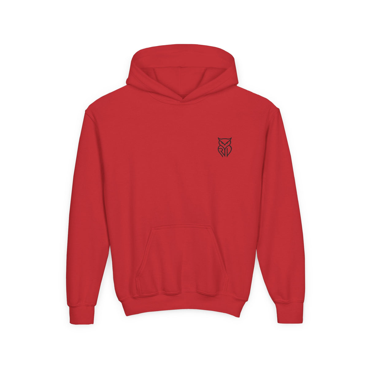 Rare Lab youth hoodie: small Rare Lab owl logo on the chest