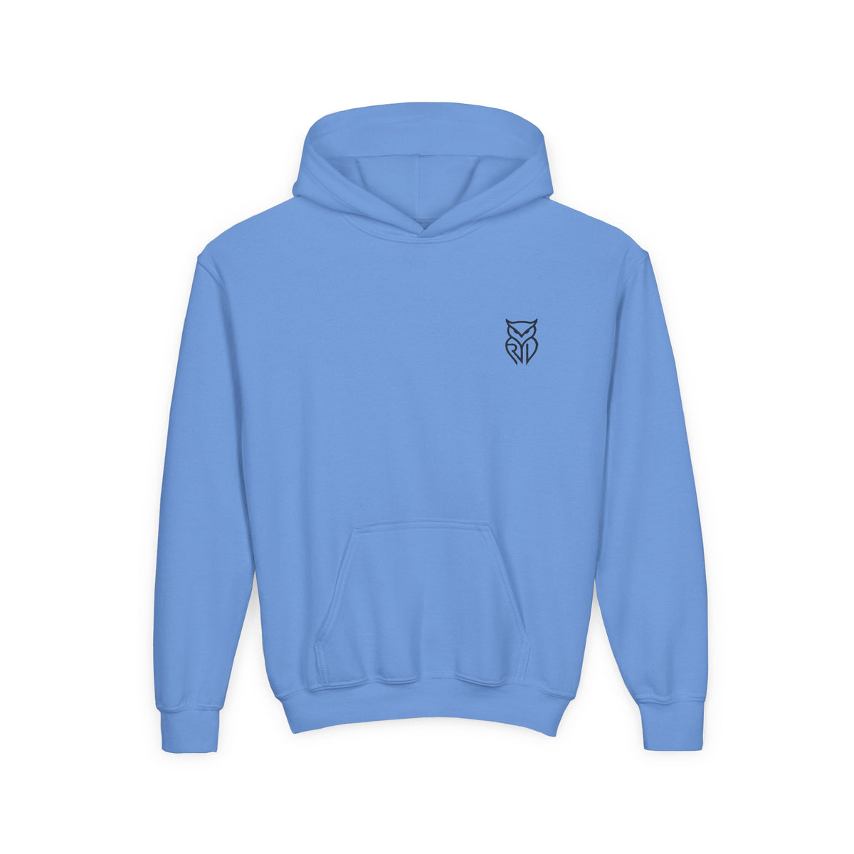 Rare Lab youth hoodie: small Rare Lab owl logo on the chest