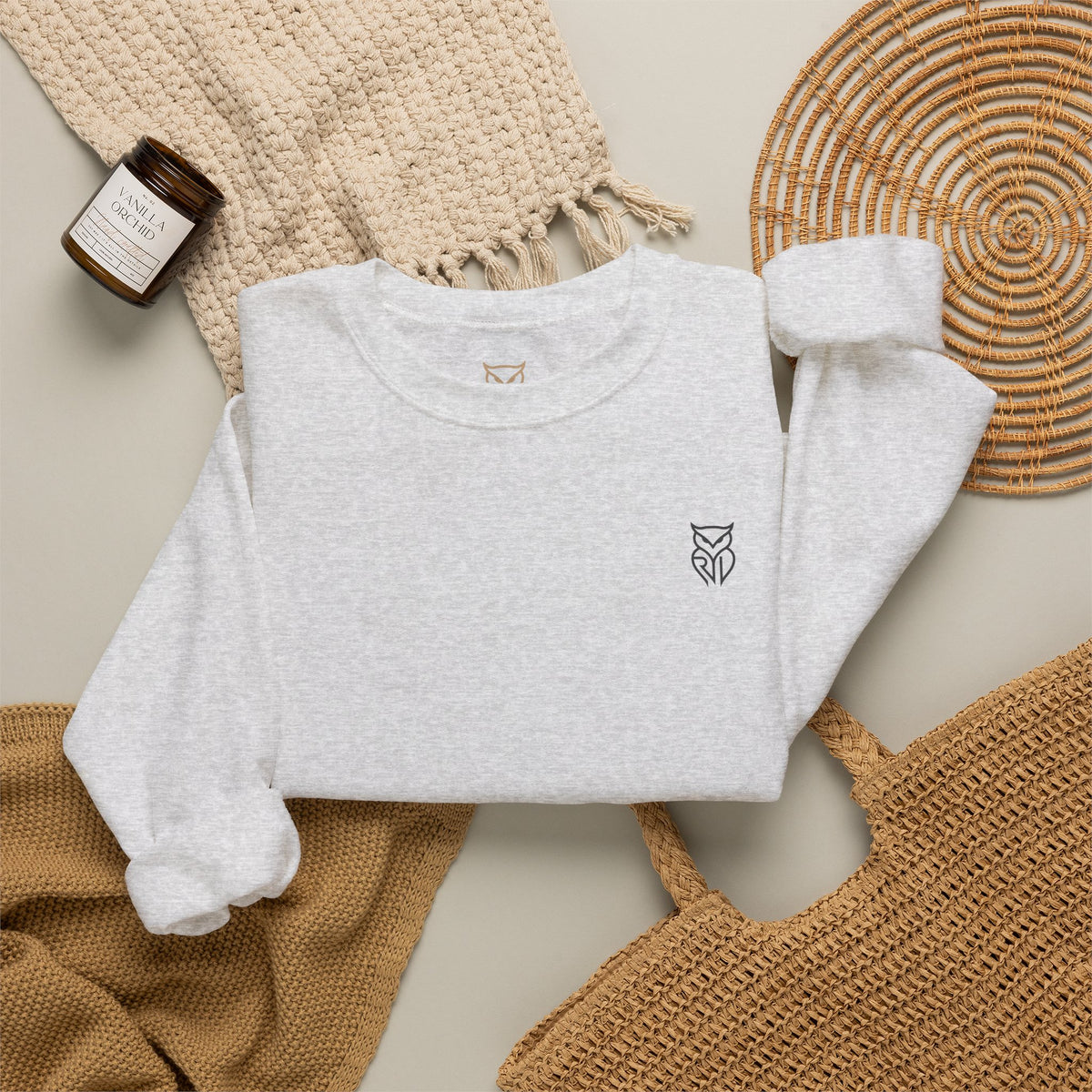 Rare Lab Retro TV Cart crewneck: small owl logo on the chest, faded TV on a rolling cart on the back