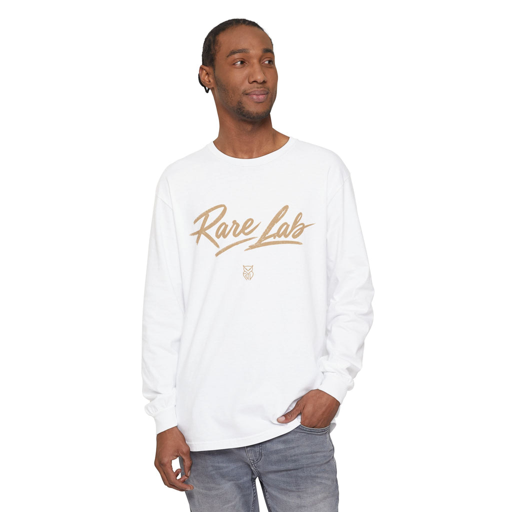 Rare Lab Script Logo garment-dyed long sleeve tee with the Rare Lab script logo